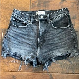 Abercrombie distressed black high rise mom shorts